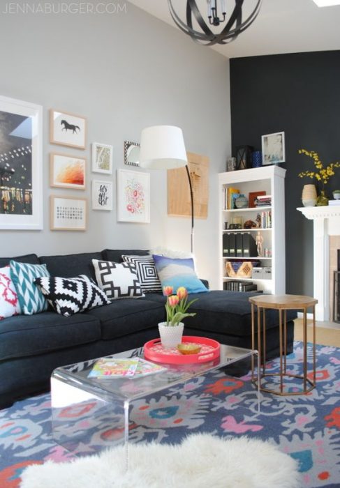 black and white living room