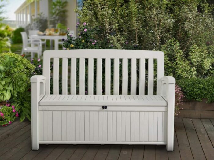 Storage box bench patio