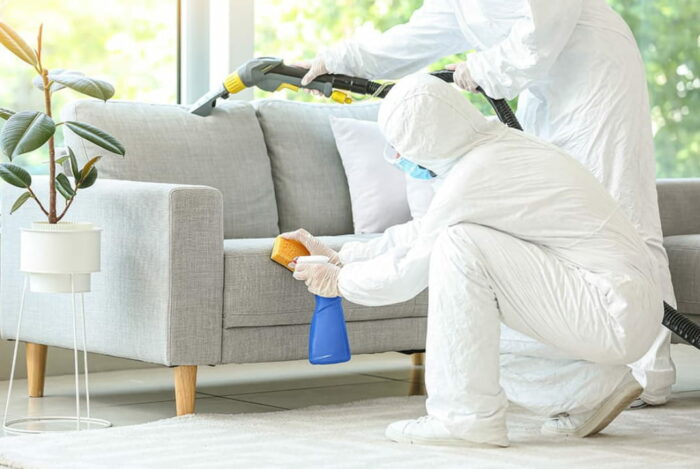 Safely cleaning a biohazard home
